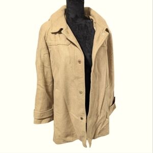 Jones New York Camel Tan Gold Logo Snap Button Wool Blend Coat